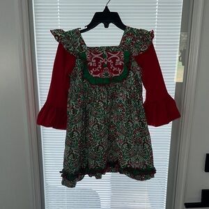 Red and Green Paisley Dress‎
